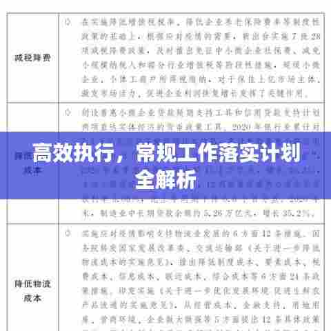 高效执行，常规工作落实计划全解析