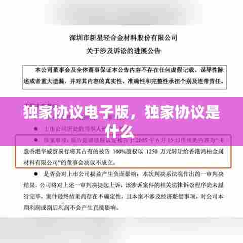 独家协议电子版，独家协议是什么 