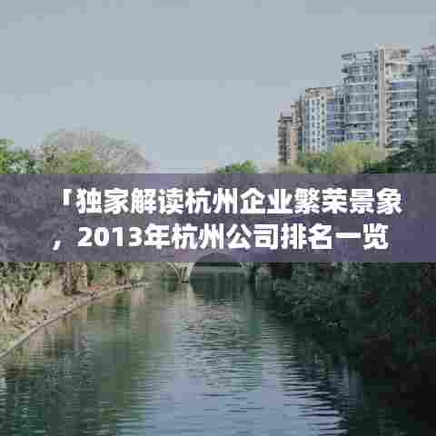 「独家解读杭州企业繁荣景象，2013年杭州公司排名一览」
