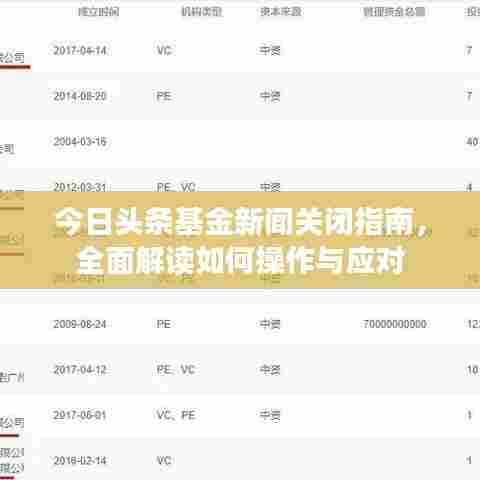 今日头条基金新闻关闭指南，全面解读如何操作与应对
