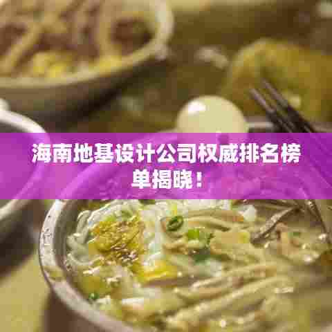 海南地基设计公司权威排名榜单揭晓！