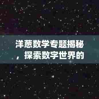 洋葱数学专题揭秘，探索数字世界的奥秘之旅